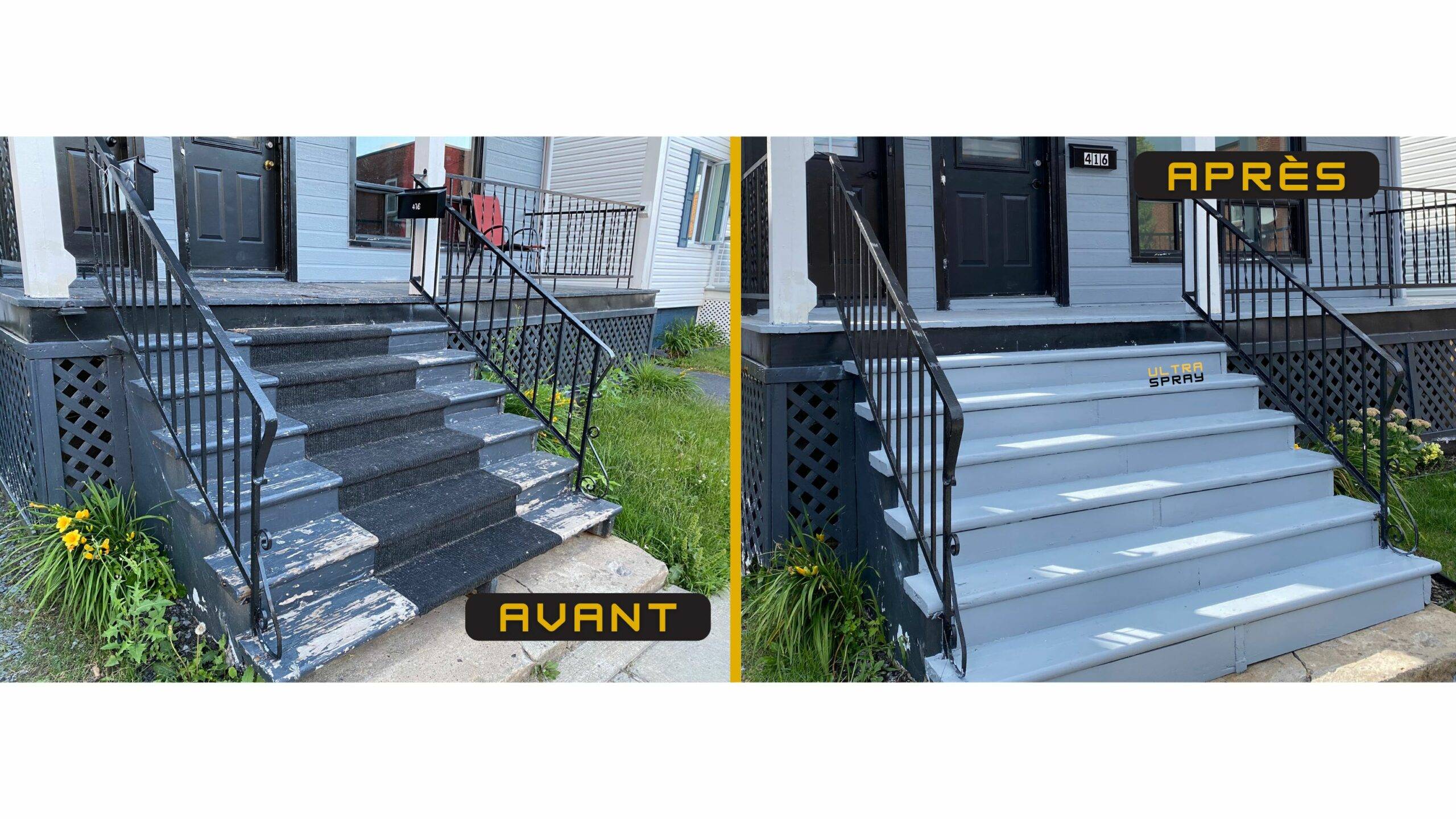 Garage door before and after