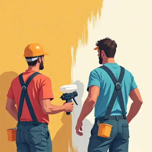 Professional painters working on a house exterior
